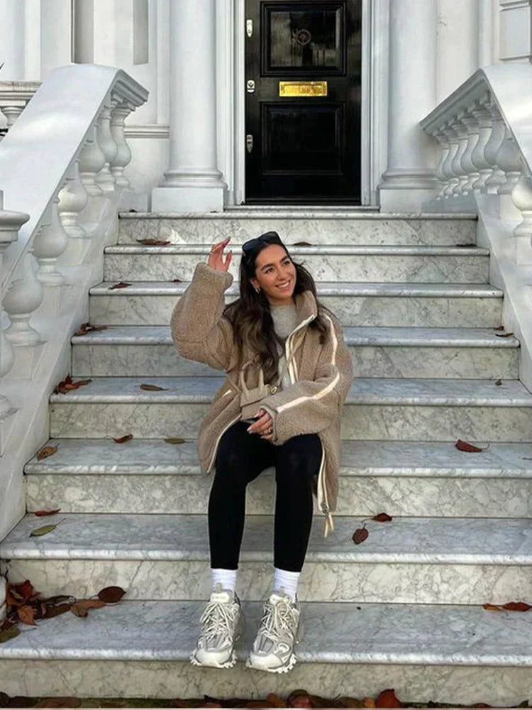 Belloda | oversize'owy płaszcz typu teddy