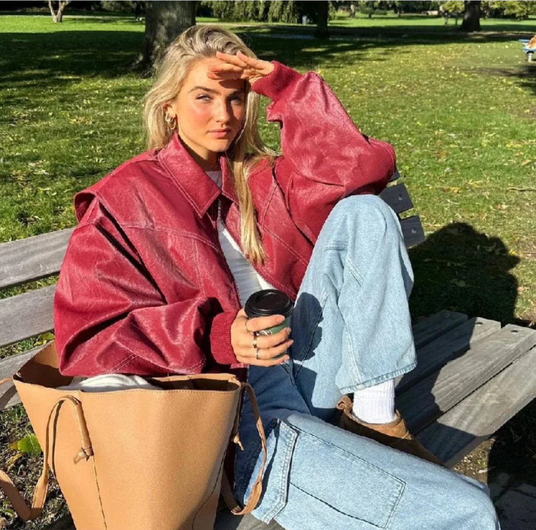 Lavoda | Skórzana kurtka typu bomber