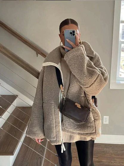 Lavoda | oversize'owy płaszcz typu teddy